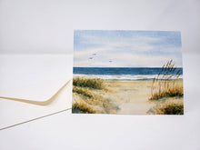 Load image into Gallery viewer, Beach notecards watercolor beach note cards blank greeting cards blank note cards original art notecards blank cards with envelopes art card - Leigh Barry Watercolors
