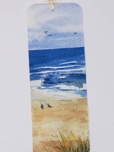 Original art bookmarker beach painting bookmark seagull art watercolor bookmarker beach art gift for booklover - Leigh Barry Watercolors
