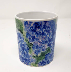 Hydrangea Mug Hydrangeas Watercolor Coffee Mug Hydrangeas latte mug camp mug metal campercup blue flower decor hydrangeas art hydrangea - Leigh Barry Watercolors
