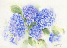 Load image into Gallery viewer, Hydrangeas Notecards Hydrangeas Watercolor Blank Cards Blank Notes Blue Floral Note Cards Thank You Notes Hydrangea watercolor art blue card - Leigh Barry Watercolors
