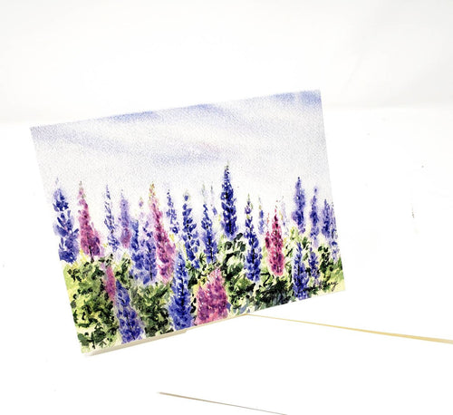 Lupine Notecards Blank Note Cards Lupine Painting Cards Floral Watercolor notecards Maine Lupine art Maine blank cards gift blank notes - Leigh Barry Watercolors