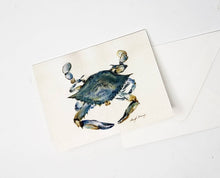 Load image into Gallery viewer, Blue Crab Note Cards  Maryland Blue Crab Art Blank Notecards Maryland Art Maryland Gift thank you notes Chesapeake Bay art Virginia art - Leigh Barry Watercolors
