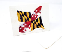 Load image into Gallery viewer, Maryland Flag Blank Note Cards Maryland gift Maryland Art Notecards State Flag Art Maryland Painting Maryland notecards blank thank you note - Leigh Barry Watercolors
