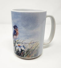 Load image into Gallery viewer, Bluebird Coffee Mug Bluebird Stoneware mug Bird art gift blue bird kitchen gift bird decor bluebird gift - Leigh Barry Watercolors
