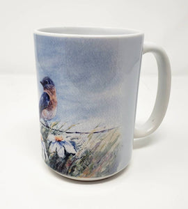 Bluebird Coffee Mug Bluebird Stoneware mug Bird art gift blue bird kitchen gift bird decor bluebird gift - Leigh Barry Watercolors
