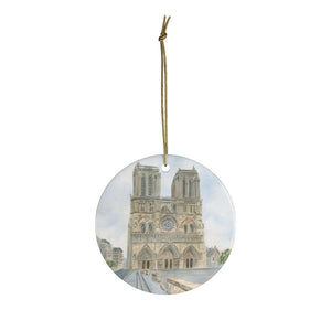 Notre Dame Cathedral Paris Christmas Ornament Paris France Ceramic Ornaments Notre Dame gift Notre Dame painting Notre Dame Paris painting - Leigh Barry Watercolors