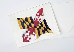 Maryland Flag Blank Note Cards Maryland gift Maryland Art Notecards State Flag Art Maryland Painting Maryland notecards blank thank you note - Leigh Barry Watercolors