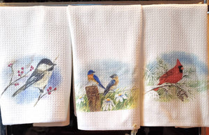 Chickadee Tea Towel Bird towels Maine Gift Bird Gift Bird Kitchen decor Chickadee Painting bird Painting Bird Watercolor kitchen towels - Leigh Barry Watercolors