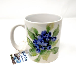 Blueberry Mug Blueberries Art Blueberry Painting Blueberry latte mug Maine Gift Stoneware Mug Latte Mug Camp mug Campers cup Blueberry gift - Leigh Barry Watercolors