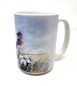 Bluebird Coffee Mug Bluebird Stoneware mug Bird art gift blue bird kitchen gift bird decor bluebird gift - Leigh Barry Watercolors