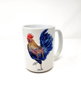 Rooster Mugs Rooster Art Large Mug Camp Mug Enamel Camper Mugs Latte Mug Rooster Art Rooster Painting Kitchen Art - Leigh Barry Watercolors