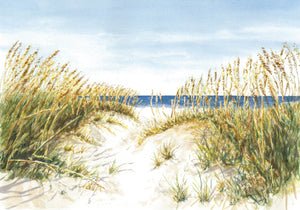 Ocean View watercolor painting digital download beach dunes painting beach wall decor framed wall decor Leigh Barry Watercolors - Leigh Barry Watercolors