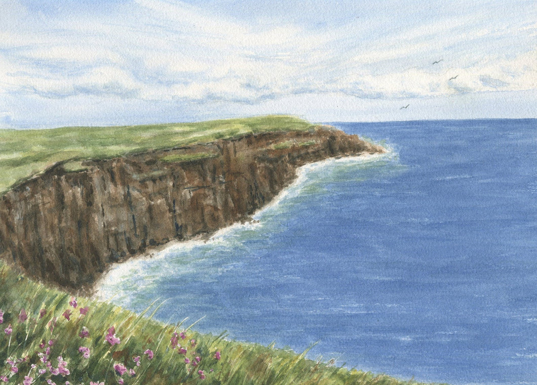 CLIFFS OF MOHER Ireland landscape painting giclee or original watercolor print Ireland print Irish wall art Irish framed painting - Leigh Barry Watercolors