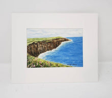 Load image into Gallery viewer, CLIFFS OF MOHER Ireland landscape painting giclee or original watercolor print Ireland print Irish wall art Irish framed painting - Leigh Barry Watercolors
