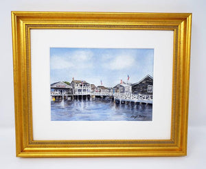 Nantucket Harbor Watercolor Painting Fine Art Prints or Original Watercolor Nantucket Painting Cottage Art Leigh Barry Watercolors Giclee - Leigh Barry Watercolors