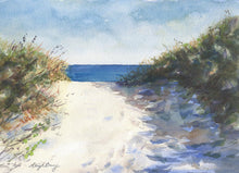 Load image into Gallery viewer, On the Path Beach Path watercolor ocean painting beach decor framed giclee watercolor print beach artwork beach house decor ocean painting - Leigh Barry Watercolors
