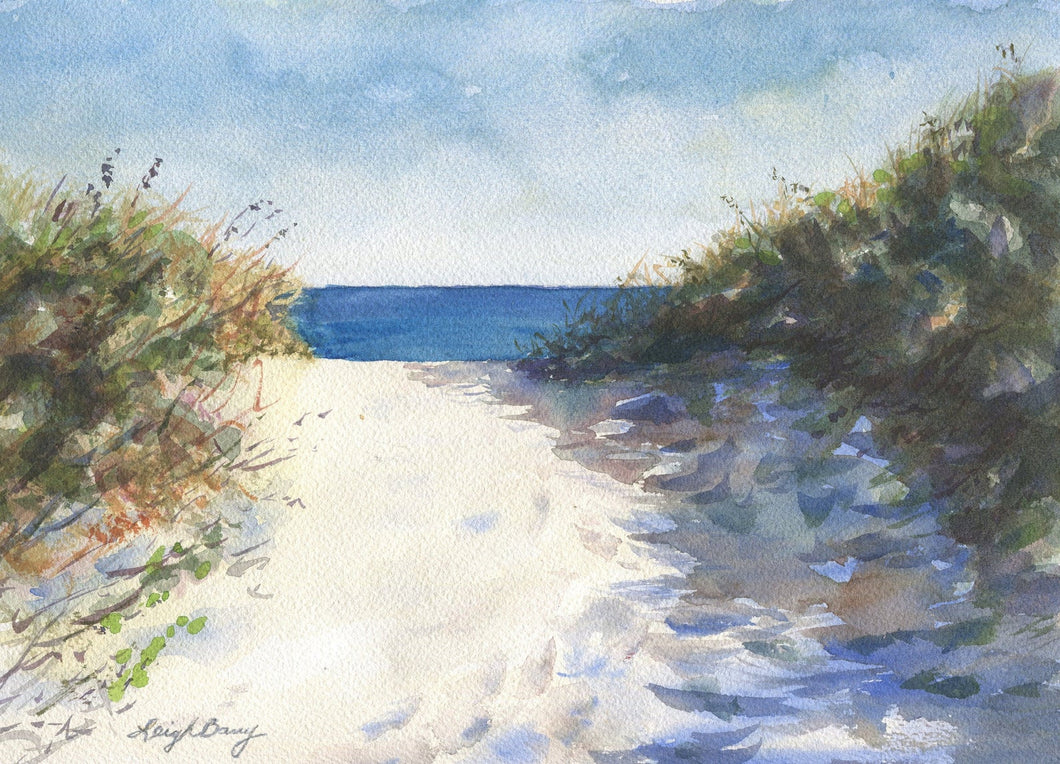 On the Path Beach Path watercolor ocean painting beach decor framed giclee watercolor print beach artwork beach house decor ocean painting - Leigh Barry Watercolors