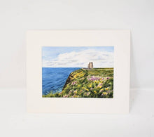 Load image into Gallery viewer, O&#39;Brien&#39;s Tower Cliffs of Moher Ireland Painting giclee print or original watercolor Irish art Ireland landscape Ireland gift Irish gift - Leigh Barry Watercolors
