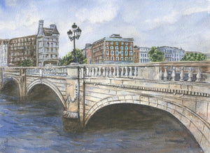 O'Connell Bridge, Dublin Ireland Watercolor Prints or Original Painting, River Liffey Dublin print, Irish art, Ireland landscape, Dublin Art