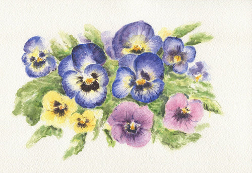 Pansies 2 Watercolor Floral Painting Giglee Print or Original Watercolor Framed Watercolor Leigh Barry Watercolors - Leigh Barry Watercolors