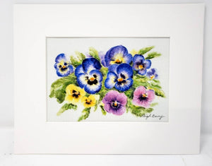 Pansies 2 Watercolor Floral Painting Giglee Print or Original Watercolor Framed Watercolor Leigh Barry Watercolors - Leigh Barry Watercolors