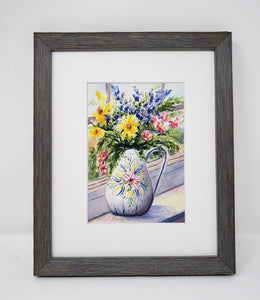White Vase flower watercolor painting floral original art colorful floral wall decor flower painting print framed wall decor Leigh Barry Watercolor art - Leigh Barry Watercolors