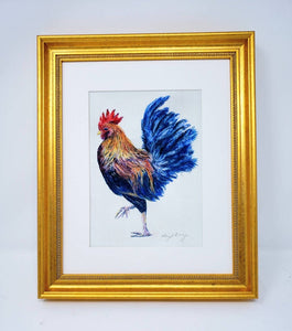 Rooster Painting Watercolor Fine Art Print Or Original Watercolor Bird Painting Framed Kitchen Art Rooster Watercolor Print - Leigh Barry Watercolors