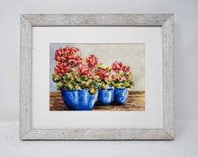 Load image into Gallery viewer, Red Geraniums / original watercolor print / kitchen wall art/ bathroom wall art / great wedding or settlement gift - Leigh Barry Watercolors
