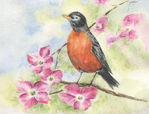 Robin painting Robin watercolor print framed bird print bird art bird print - Leigh Barry Watercolors
