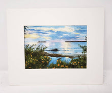 Load image into Gallery viewer, Summer Sunset painting watercolor lake sunset print framed Michigan landscape painting print Leigh Barry Watercolors sunset print framed - Leigh Barry Watercolors
