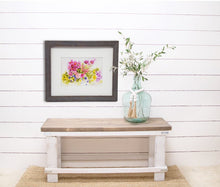 Load image into Gallery viewer, Summer colors: watercolor floral painting summer garden home decor flowers bathroom decor wall decor giclee print pink purple wall art - Leigh Barry Watercolors
