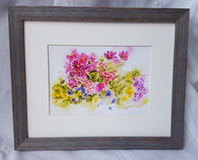 Load image into Gallery viewer, Summer colors: watercolor floral painting summer garden home decor flowers bathroom decor wall decor giclee print pink purple wall art - Leigh Barry Watercolors
