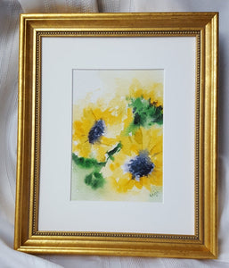 Sunflowers: watercolor floral painting watercolor sunflowers sunflower painting floral painting home decor wall decor yellow green - Leigh Barry Watercolors