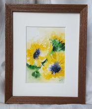 Load image into Gallery viewer, Sunflowers: watercolor floral painting watercolor sunflowers sunflower painting floral painting home decor wall decor yellow green - Leigh Barry Watercolors
