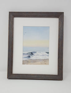 Low Tide: ocean print beach art watercolor seascape watercolor ocean framed beach print wave painting wave print sunset beach original art - Leigh Barry Watercolors