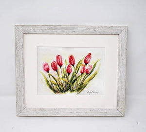 Tulips: Spring flowers tulip watercolor pink flower painting print framed housewarming gift floral art print original watercolor floral art - Leigh Barry Watercolors