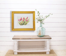Load image into Gallery viewer, Tulips: Spring flowers tulip watercolor pink flower painting print framed housewarming gift floral art print original watercolor floral art - Leigh Barry Watercolors
