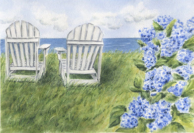 Nantucket Seaside: Nantucket Watercolor Print Or Original Painting Giclee Print Hydrangea Painting Hydrangeas art Cape Cod print seaside - Leigh Barry Watercolors