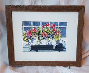 Window Box floral watercolor painting floral painting flower box painting framed wall art print home decor Leigh Barry colorful art print - Leigh Barry Watercolors